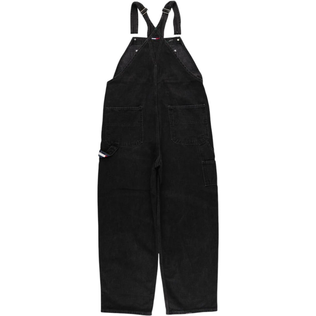 Oversized Tommy Hilfiger black denim overalls, made in Canada, men's size W42. cotton black type Vintage Second Hand