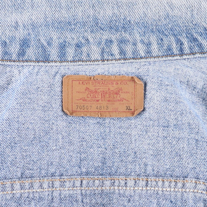 Vintage 80s-90'S Levi's 70507-4813 Chemical Wash Denim Jacket, Made in USA, Men's Size XL cotton blue type Vintage Second Hand