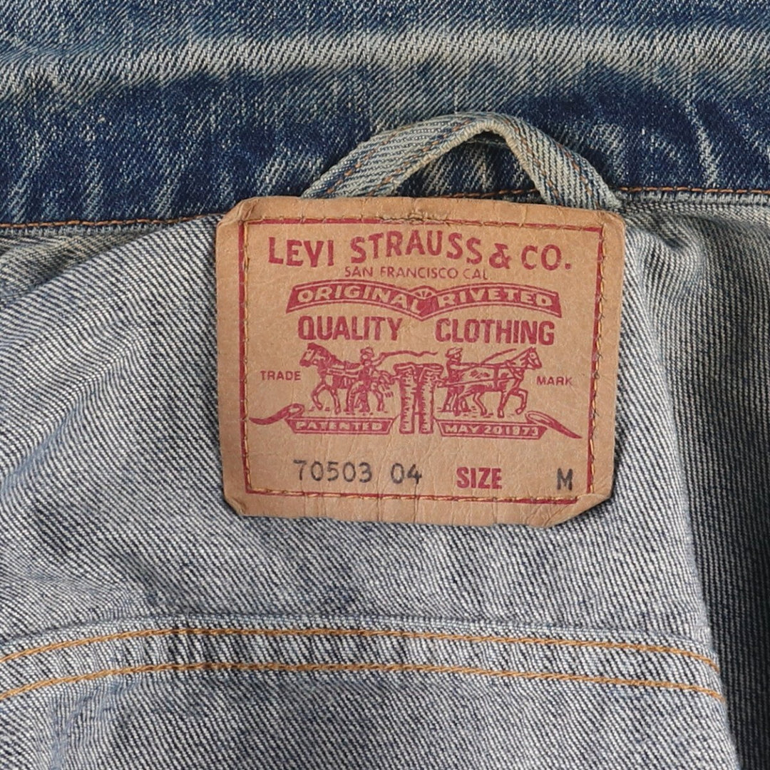 90'S Levi's 70503-0419 Denim Jacket, Men's Size Medium, Vintage cotton blue type Vintage Second Hand