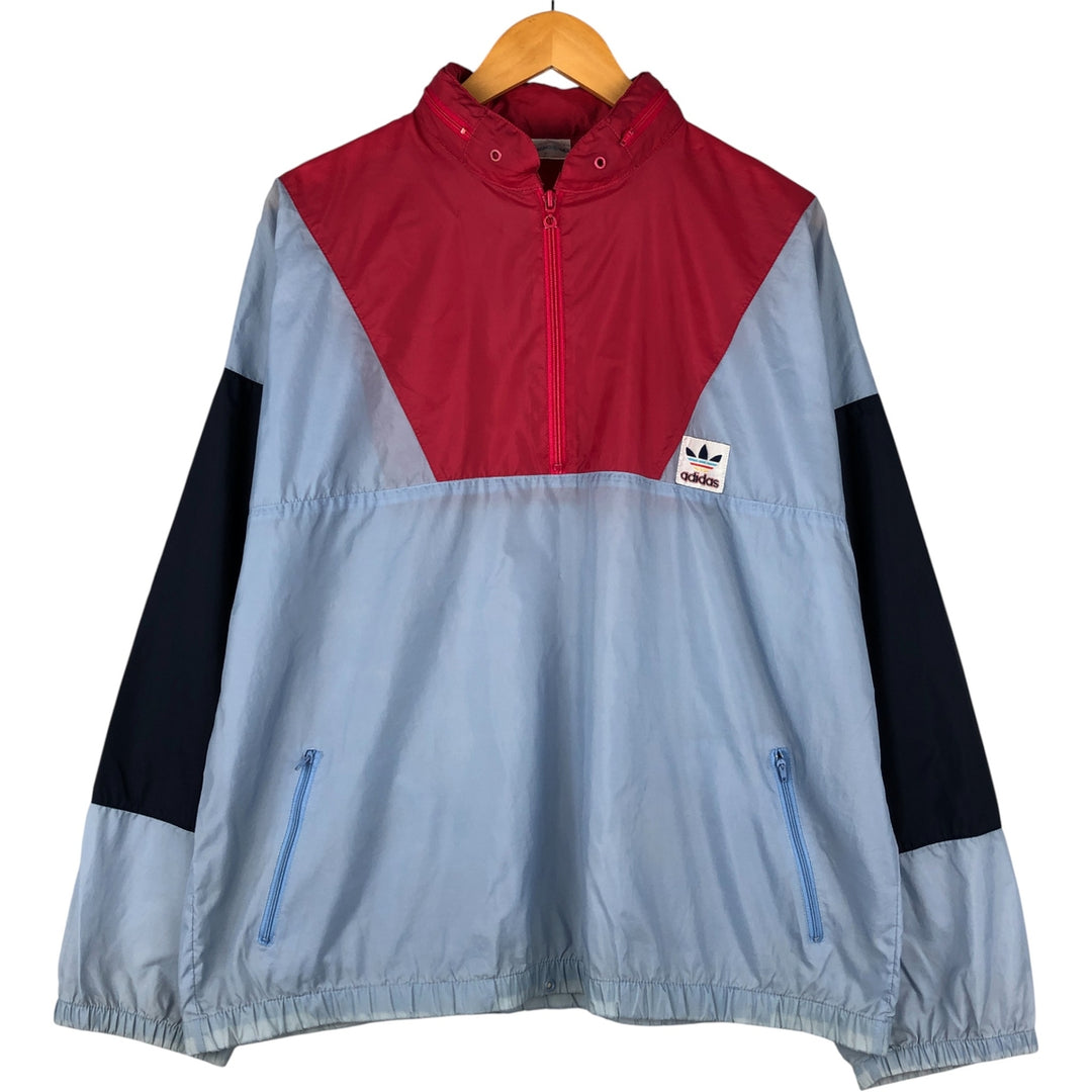 Vintage 1980'S adidas Trefoil logo half-zip warm-up pullover, men's size L unclear Blue type light blue Vintage Second Hand