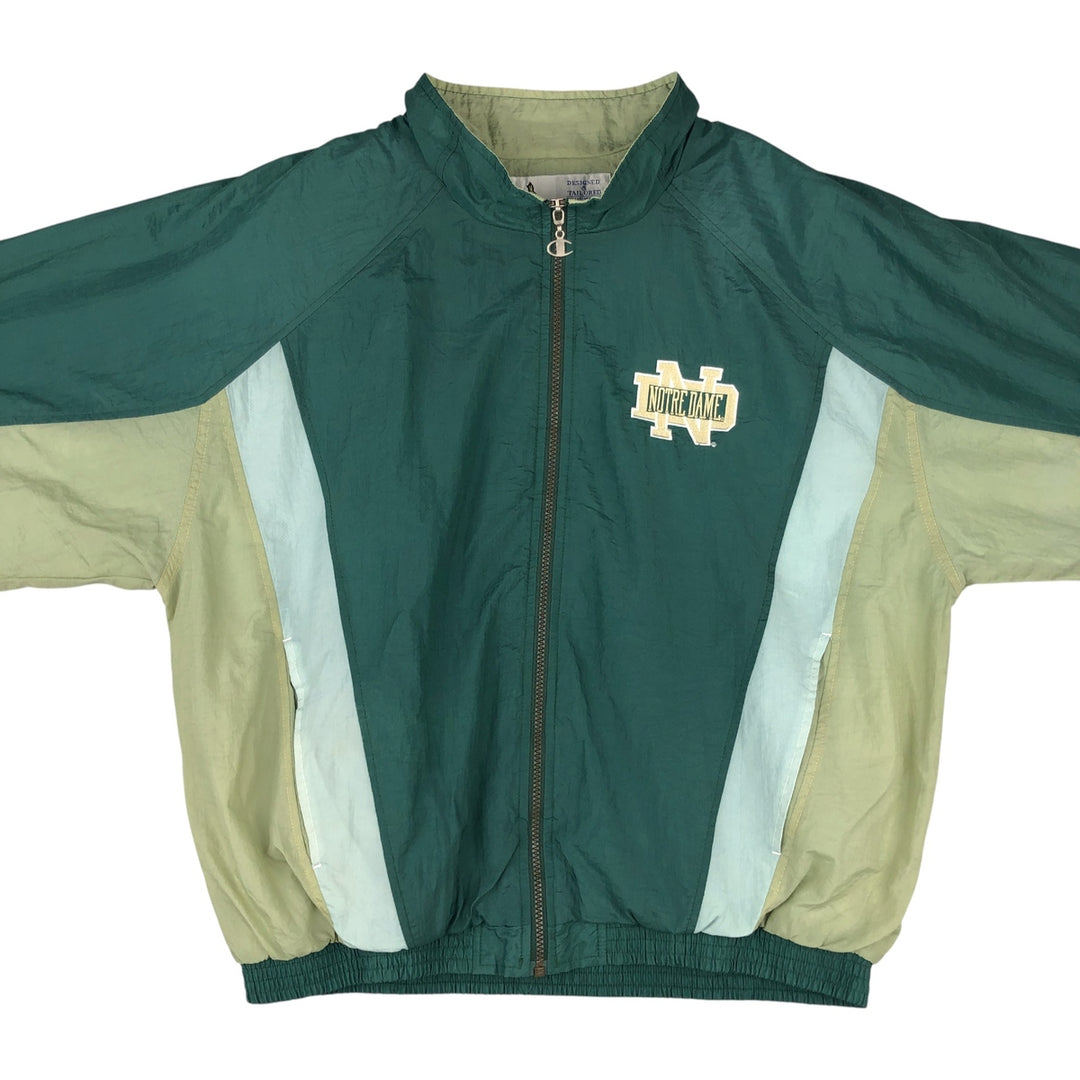Champion Notre Dame University Nylon Jacket, Men's Size L Nylon green type Vintage Second Hand
