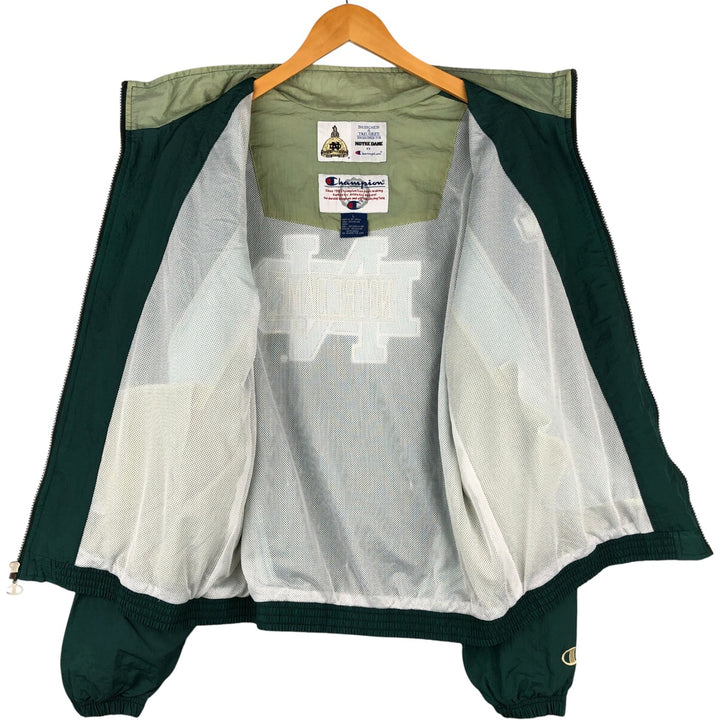 Champion Notre Dame University Nylon Jacket, Men's Size L Nylon green type Vintage Second Hand