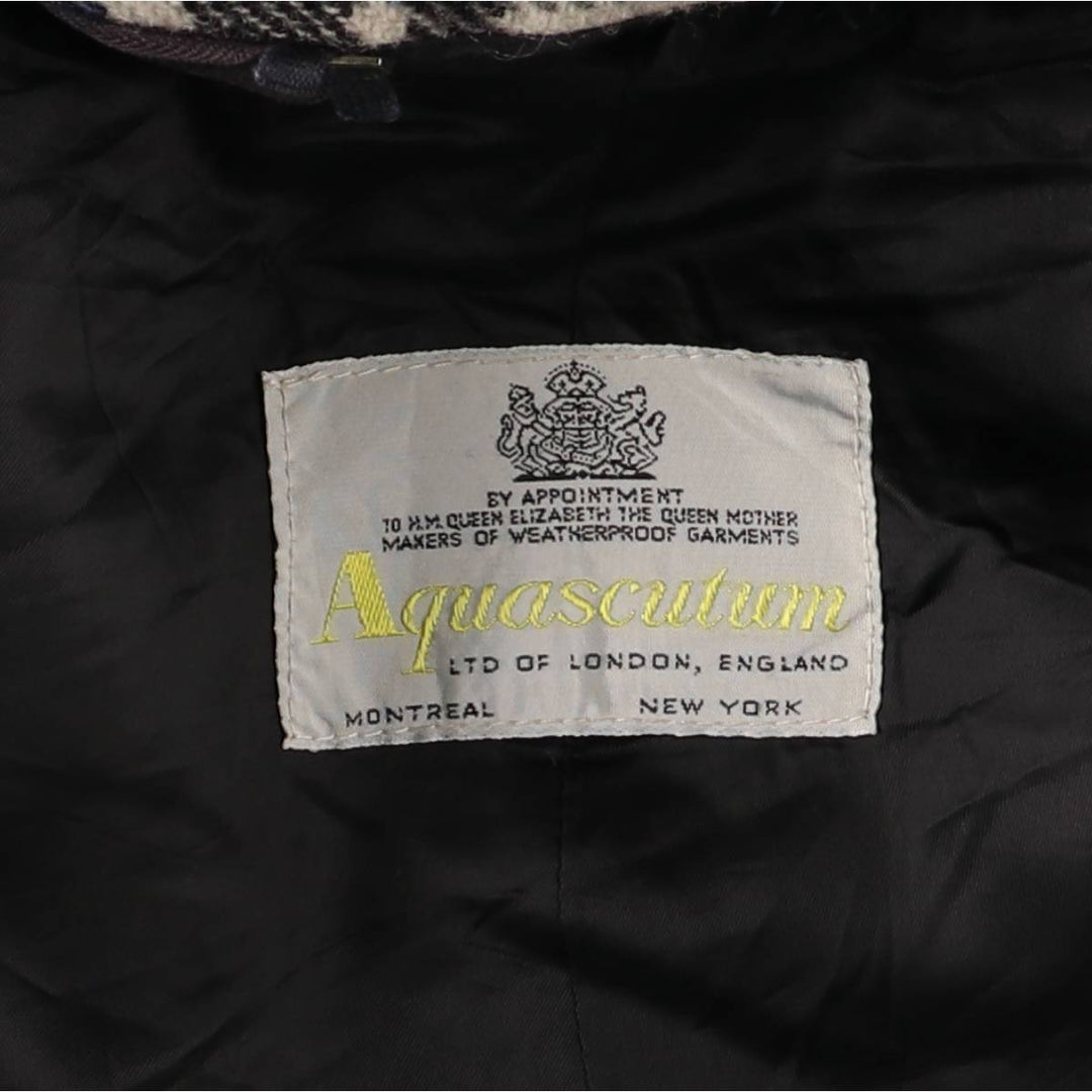Aquascutum AQUA5 Balmacaan Coat, Men's Size L cotton black type Vintage Second Hand