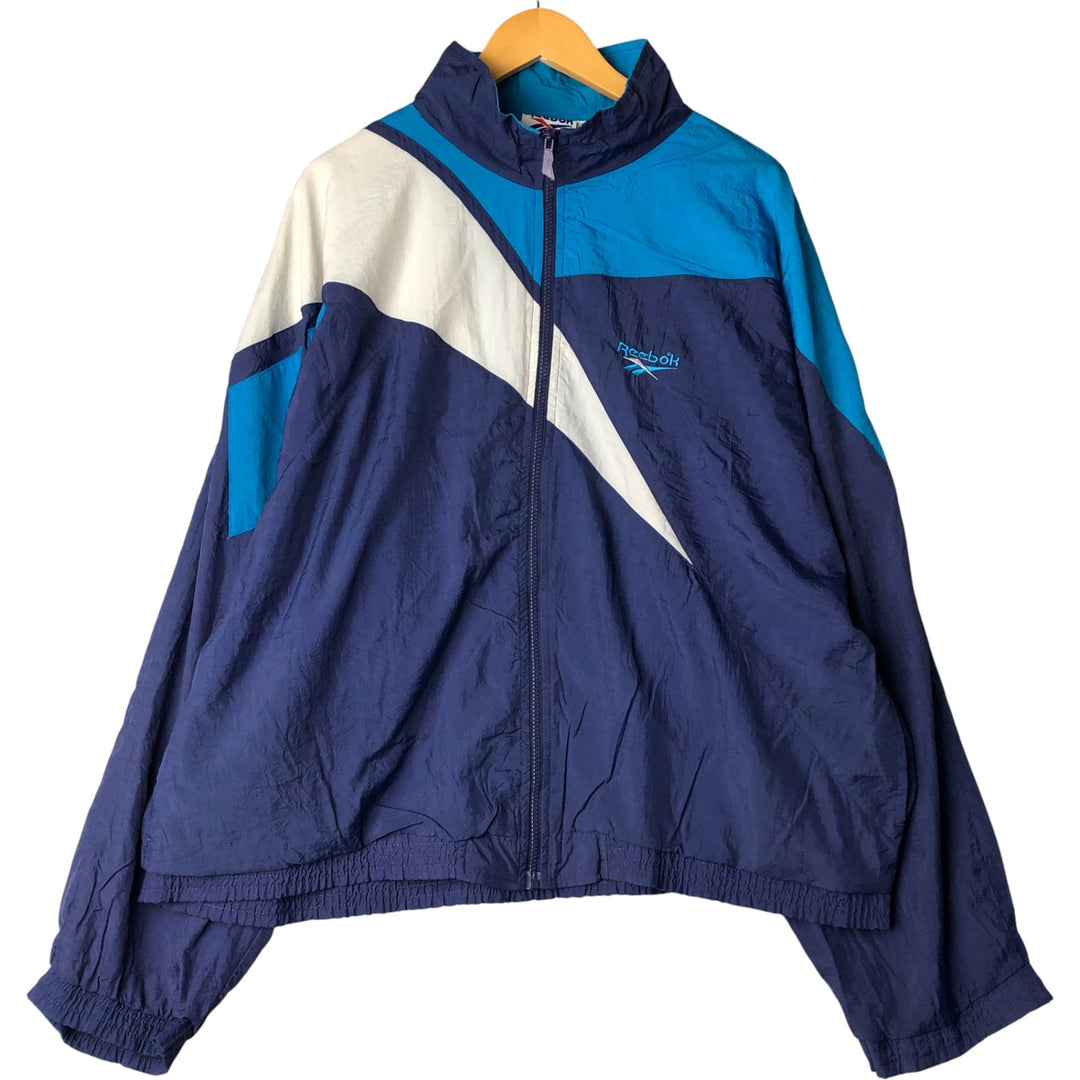 90'S Reebok nylon jacket, men's XL size, vintage Nylon navy blue type Vintage Second Hand