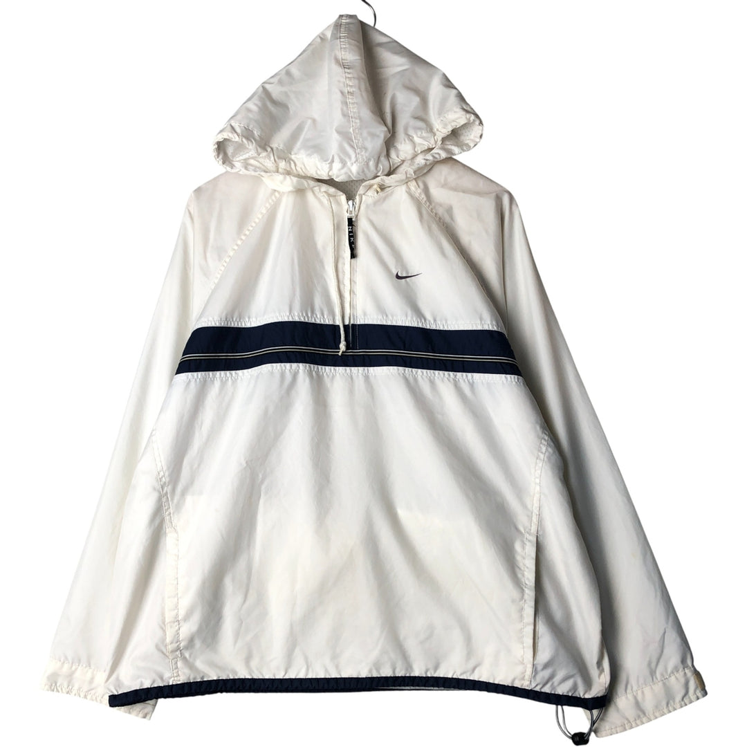 Vintage 90'S Nike Half-Zip Hooded Warm-Up Pullover, Men's XL polyester white type Vintage Second Hand
