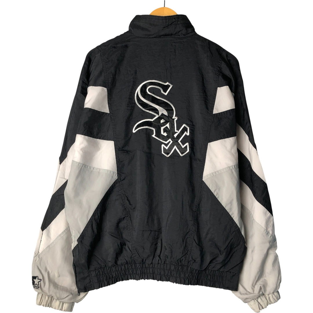 Starter MLB Chicago White Sox Half-Zip Nylon Pullover, Men's Size XL Nylon black type Vintage Second Hand