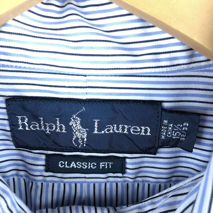 Ralph Lauren Classic Fit Multi-Stripe Long Sleeve Button-Down Striped Shirt, Men's Size Medium cotton white type Vintage Second Hand