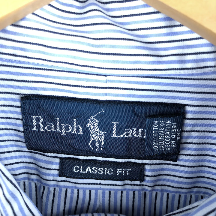 Ralph Lauren Classic Fit Multi-Stripe Long Sleeve Button-Down Striped Shirt, Men's Size Medium cotton white type Vintage Second Hand
