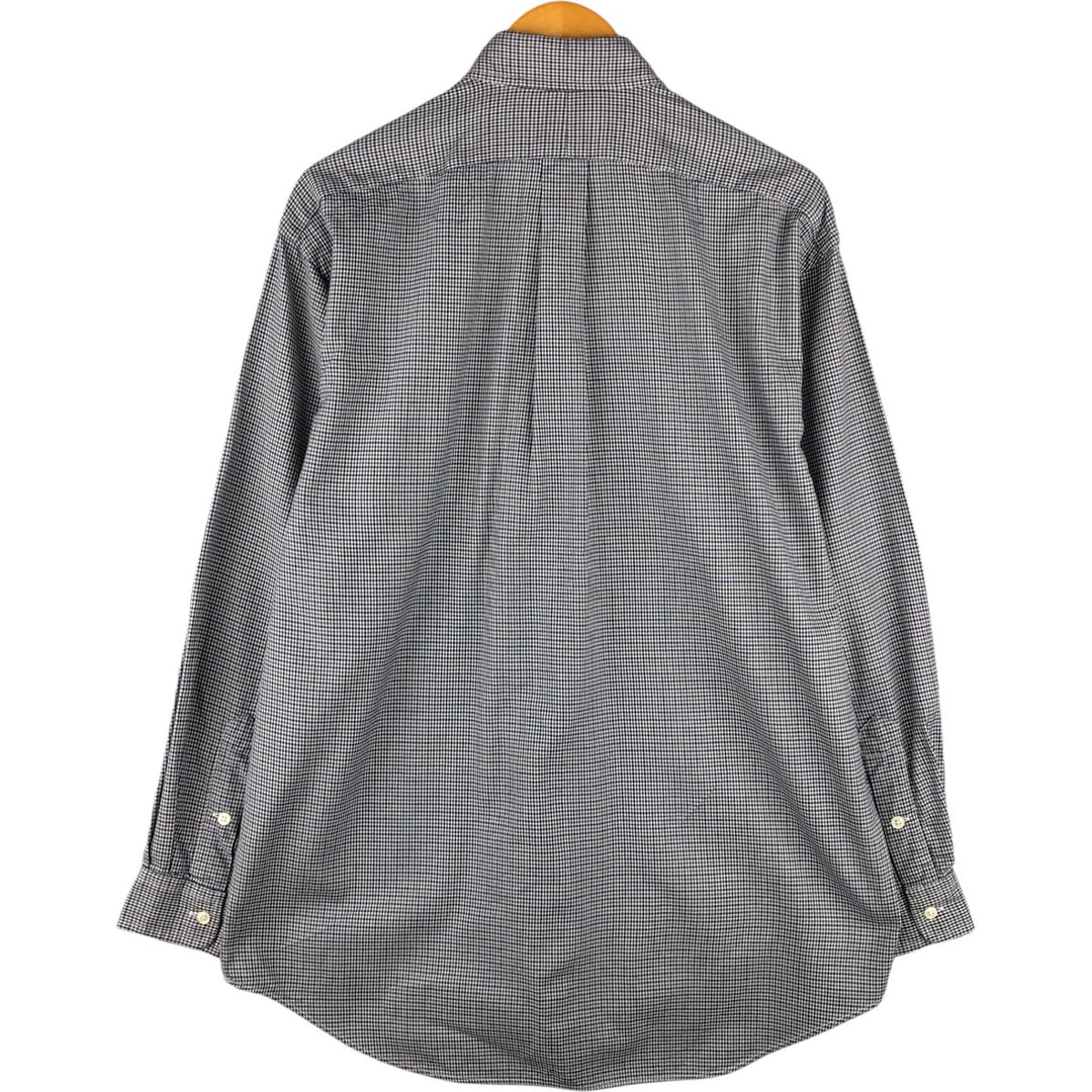 Ralph Lauren BLAIRE long sleeve button down check shirt, men's size M cotton navy blue type Vintage Second Hand