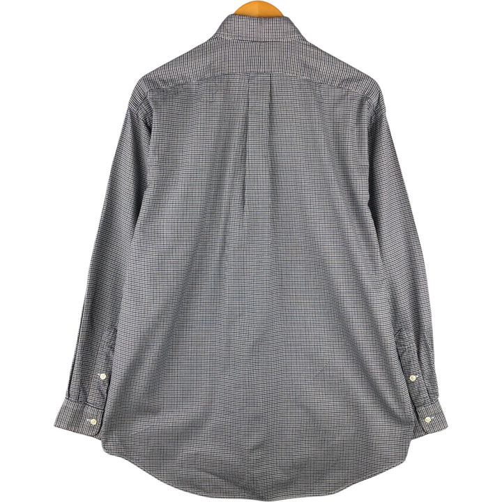 Ralph Lauren BLAIRE long sleeve button down check shirt, men's size M cotton navy blue type Vintage Second Hand