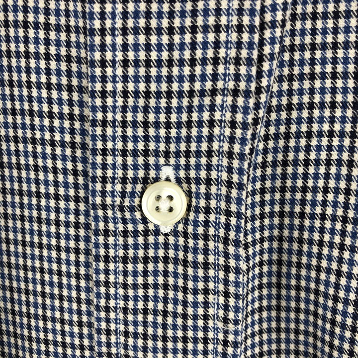 Ralph Lauren BLAIRE long sleeve button down check shirt, men's size M cotton navy blue type Vintage Second Hand