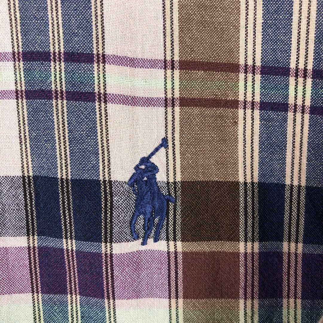 Ralph Lauren BLAKE long sleeve button down check shirt, men's XL size cotton pink type Vintage Second Hand