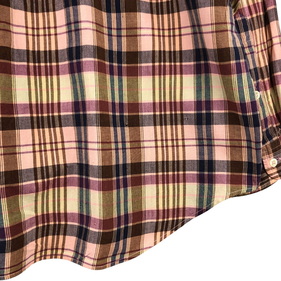 Ralph Lauren BLAKE long sleeve button down check shirt, men's XL size cotton pink type Vintage Second Hand