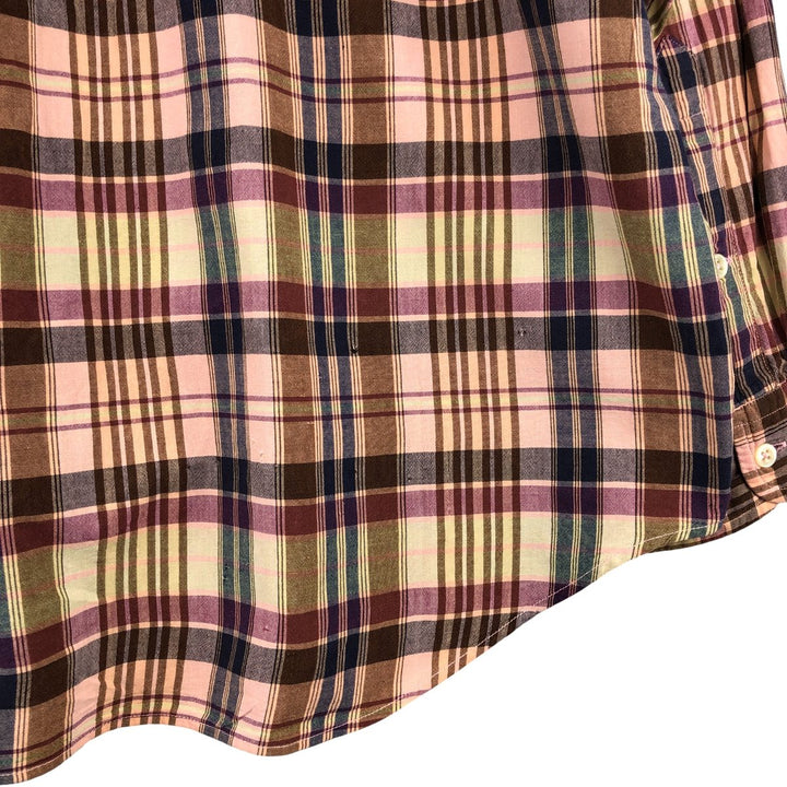 Ralph Lauren BLAKE long sleeve button down check shirt, men's XL size cotton pink type Vintage Second Hand