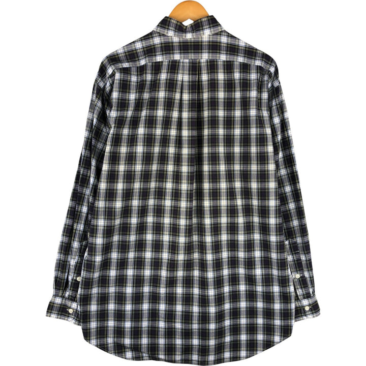 Ralph Lauren BLAKE long sleeve button down check shirt, men's size L cotton navy blue type Vintage Second Hand