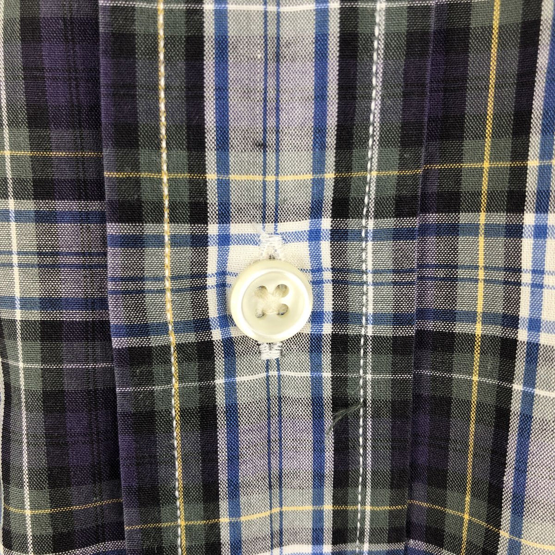 Ralph Lauren BLAKE long sleeve button down check shirt, men's size L cotton navy blue type Vintage Second Hand
