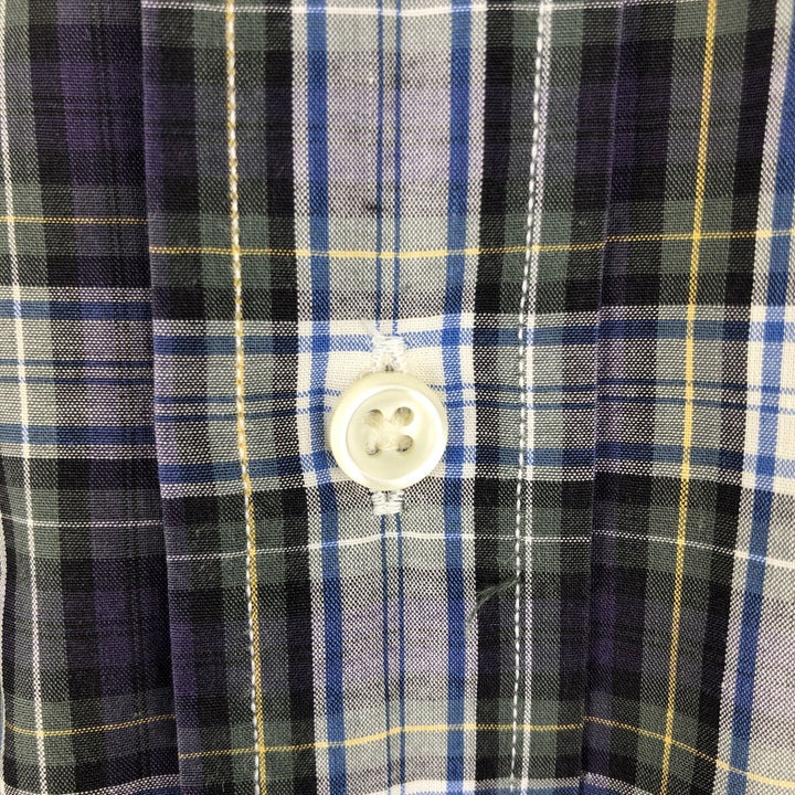 Ralph Lauren BLAKE long sleeve button down check shirt, men's size L cotton navy blue type Vintage Second Hand