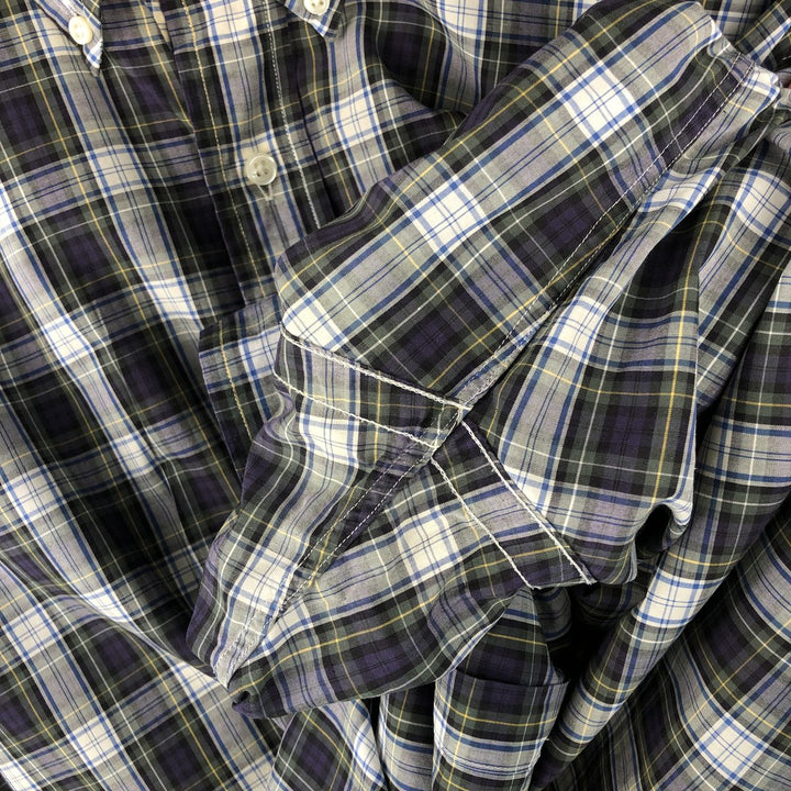 Ralph Lauren BLAKE long sleeve button down check shirt, men's size L cotton navy blue type Vintage Second Hand