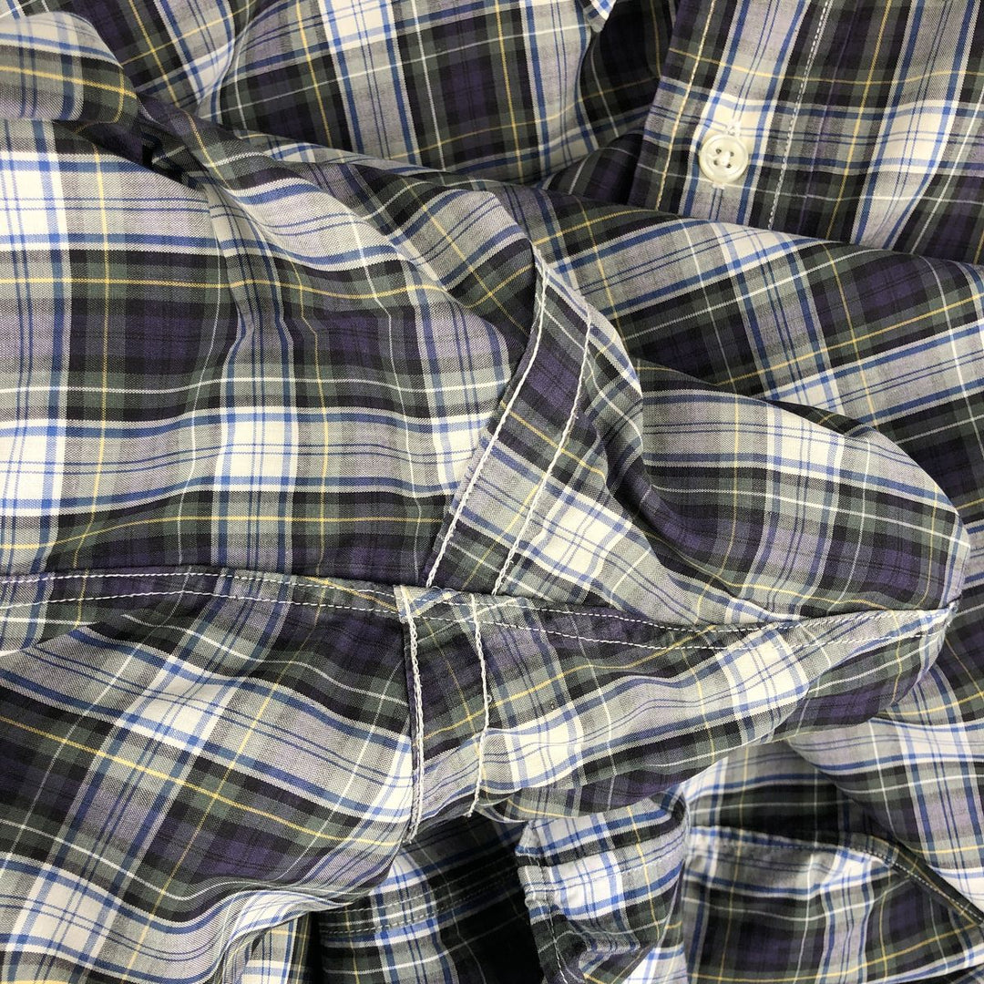 Ralph Lauren BLAKE long sleeve button down check shirt, men's size L cotton navy blue type Vintage Second Hand