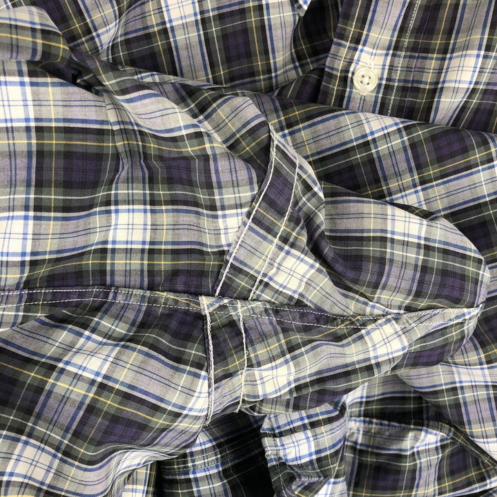 Ralph Lauren BLAKE long sleeve button down check shirt, men's size L cotton navy blue type Vintage Second Hand