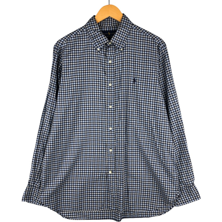 Ralph Lauren Classic Fit Long Sleeve Button Down Check Shirt Men's Size L cotton Blue type light blue Vintage Second Hand