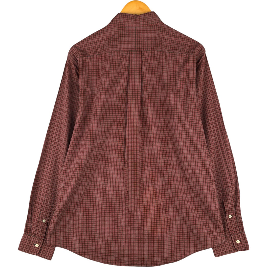 Ralph Lauren CUSTOM FIT long sleeve button down check shirt, men's size L cotton red type Vintage Second Hand