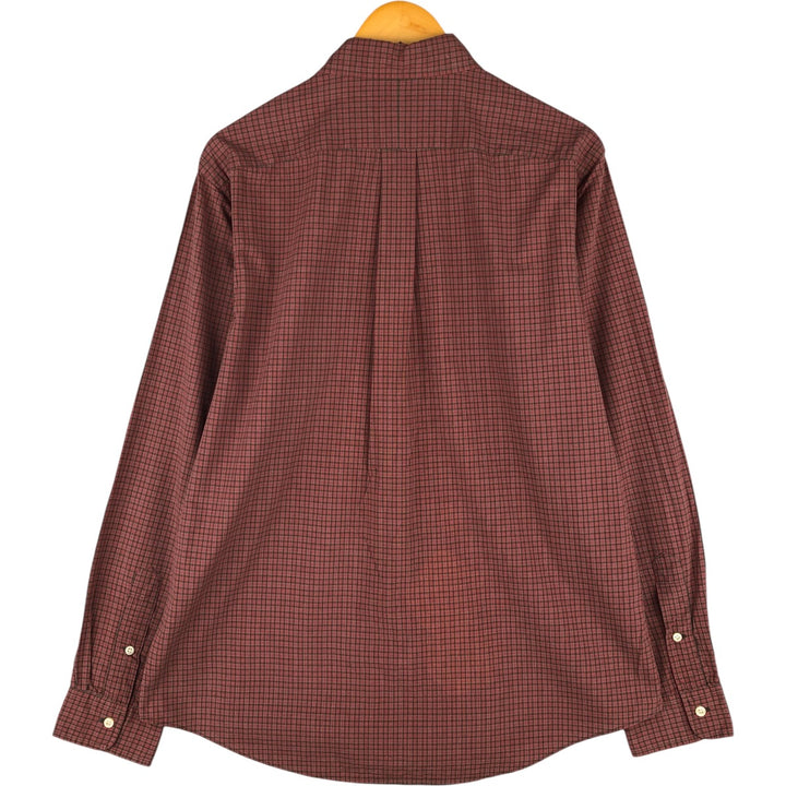 Ralph Lauren CUSTOM FIT long sleeve button down check shirt, men's size L cotton red type Vintage Second Hand