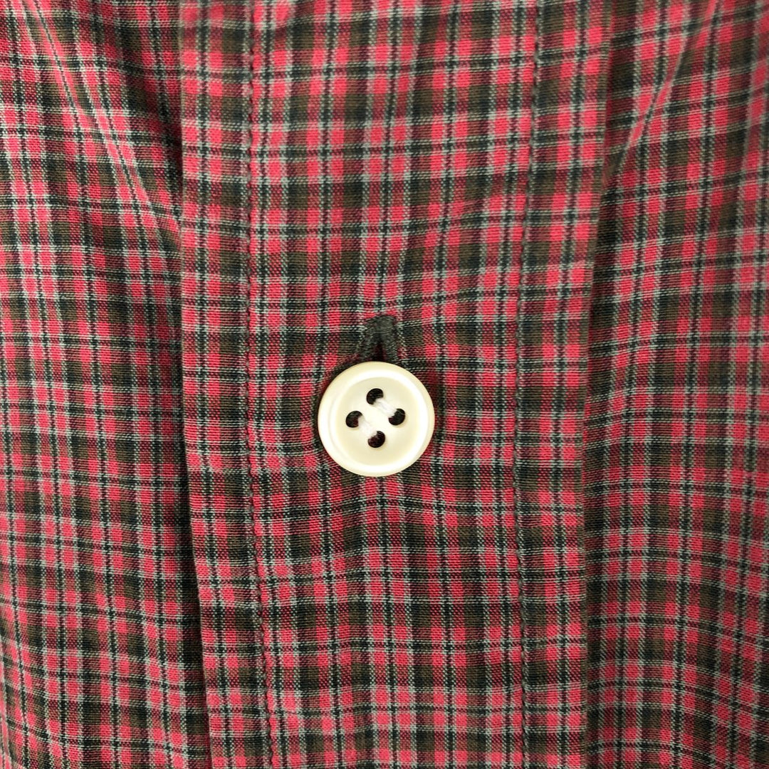 Ralph Lauren CUSTOM FIT long sleeve button down check shirt, men's size L cotton red type Vintage Second Hand