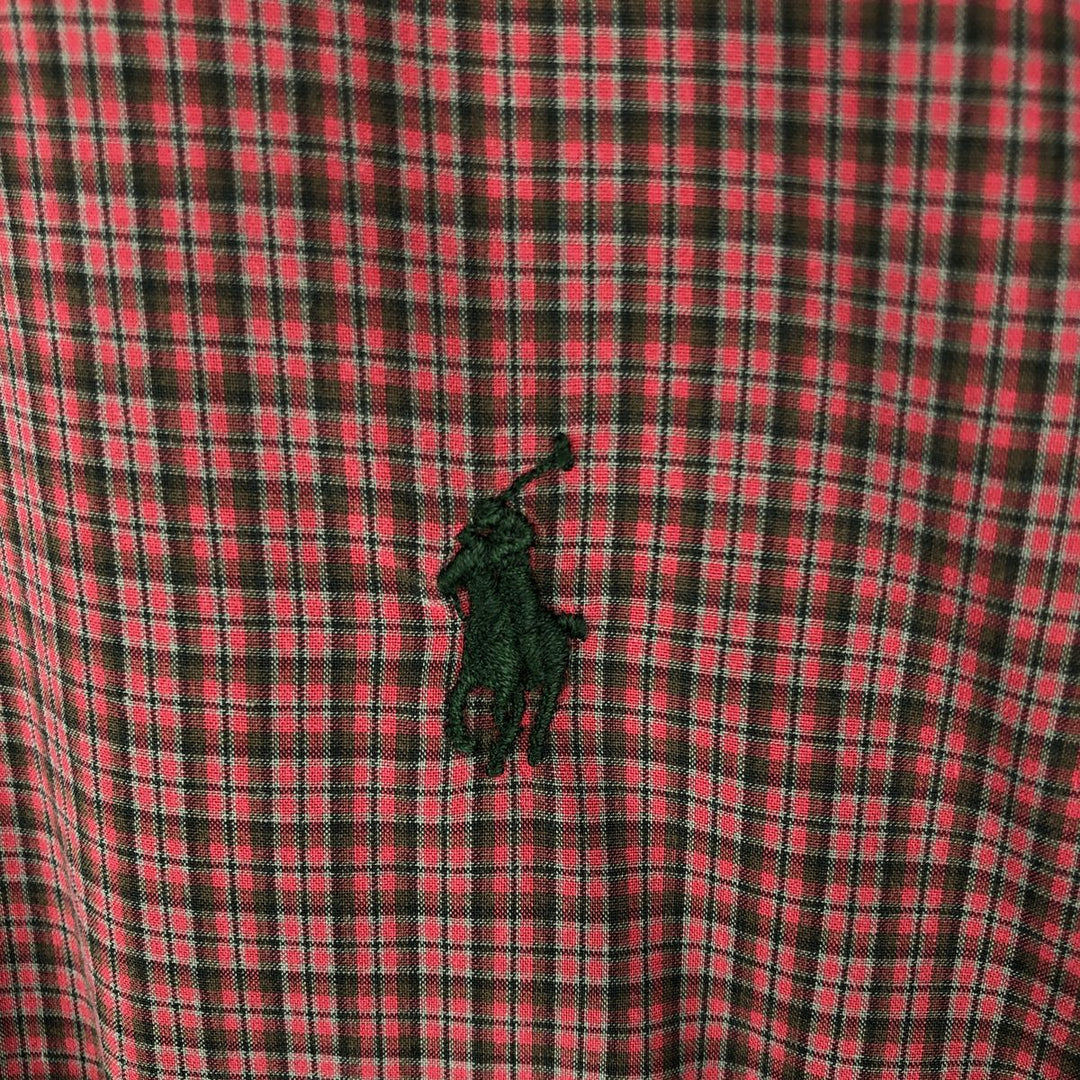 Ralph Lauren CUSTOM FIT long sleeve button down check shirt, men's size L cotton red type Vintage Second Hand