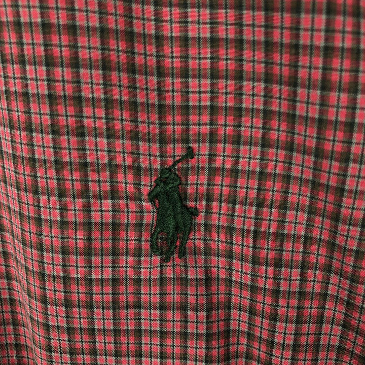 Ralph Lauren CUSTOM FIT long sleeve button down check shirt, men's size L cotton red type Vintage Second Hand
