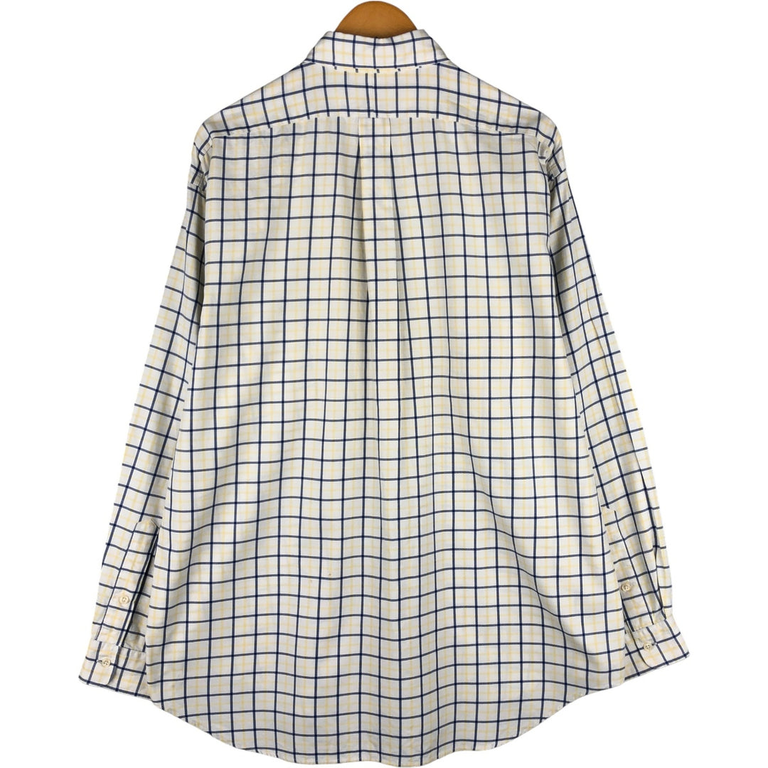 Ralph Lauren BLAIRE long sleeve button down check shirt, men's size L cotton white type Vintage Second Hand
