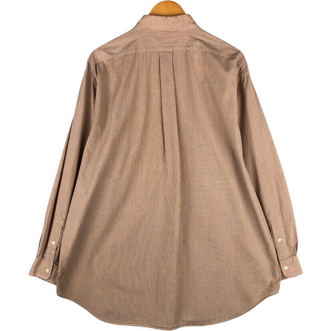 Ralph Lauren YARMOUTH Long Sleeve Button Down Check Shirt Men's XL cotton beige type brown Vintage Second Hand