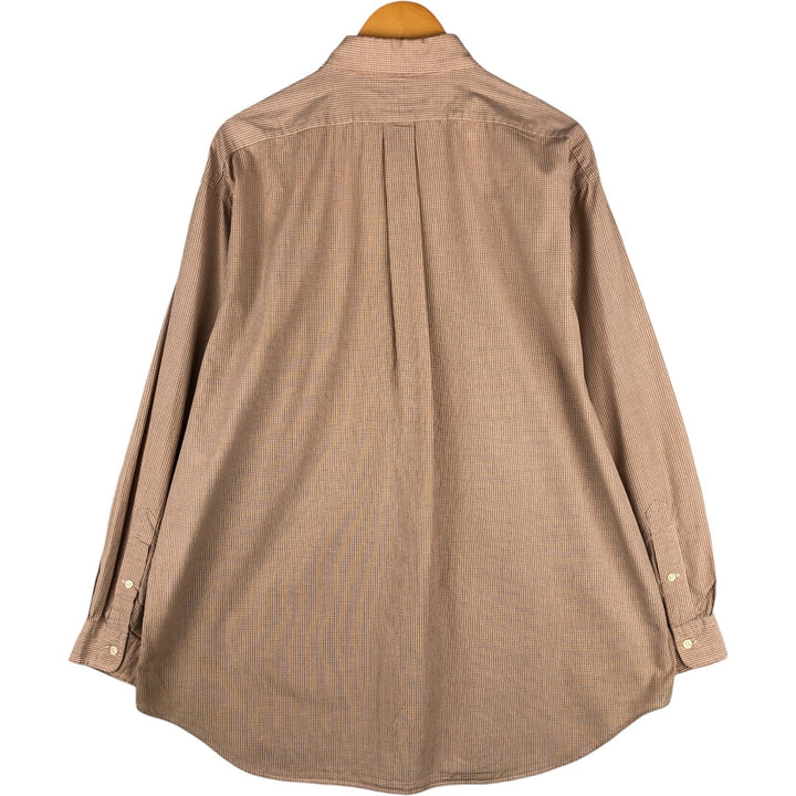 Ralph Lauren YARMOUTH Long Sleeve Button Down Check Shirt Men's XL cotton beige type brown Vintage Second Hand