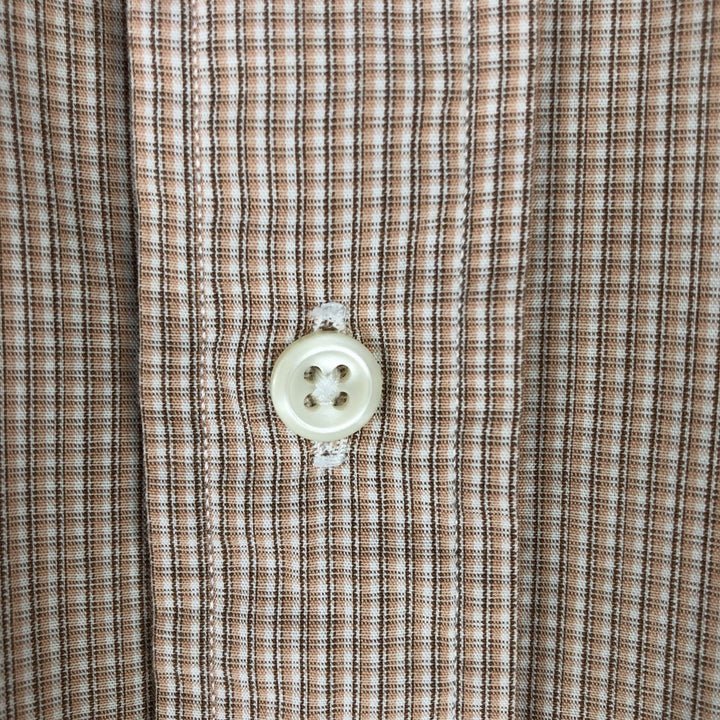 Ralph Lauren YARMOUTH Long Sleeve Button Down Check Shirt Men's XL cotton beige type brown Vintage Second Hand