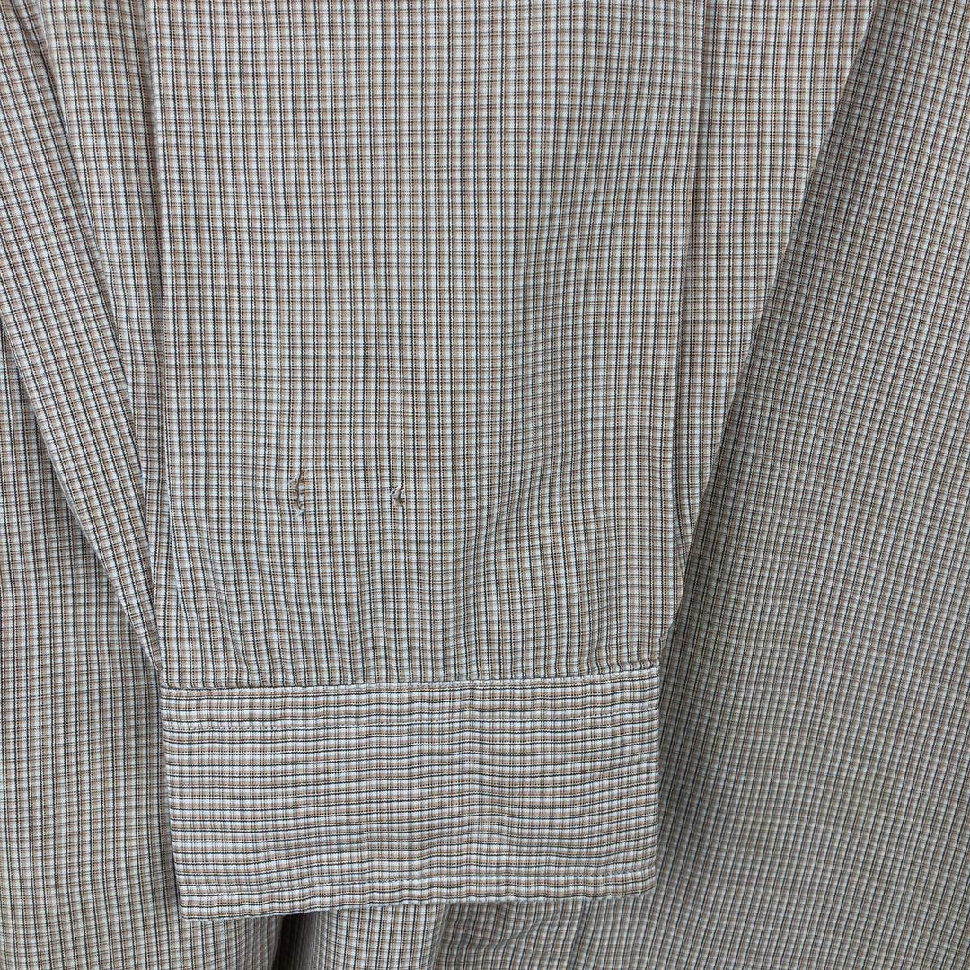 Ralph Lauren YARMOUTH Long Sleeve Button Down Check Shirt Men's XL cotton beige type brown Vintage Second Hand