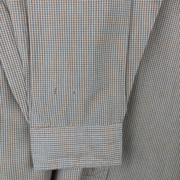 Ralph Lauren YARMOUTH Long Sleeve Button Down Check Shirt Men's XL cotton beige type brown Vintage Second Hand