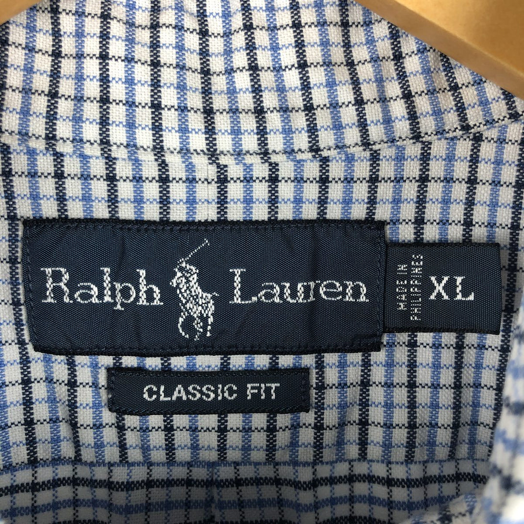 Ralph Lauren Classic Fit Long Sleeve Button Down Check Shirt Men's XL cotton white type Vintage Second Hand