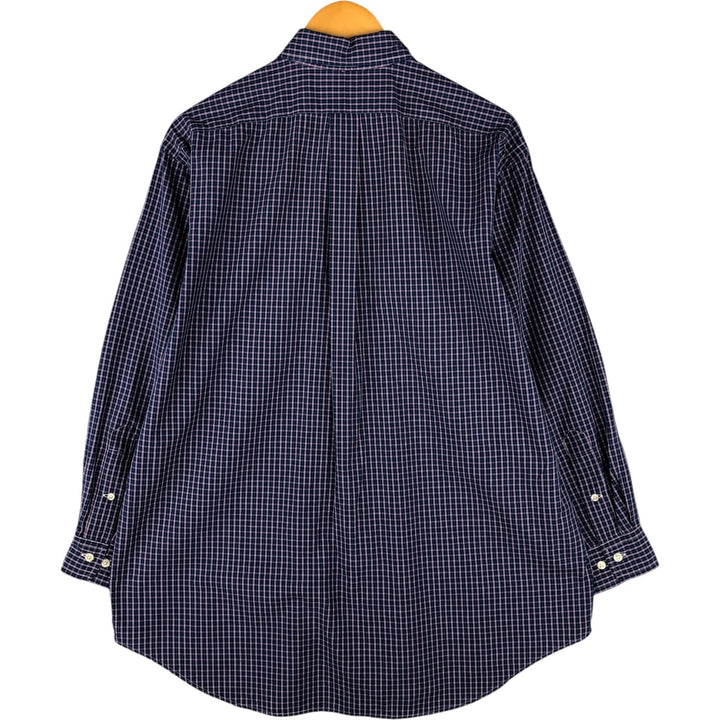 Ralph Lauren YARMOUTH Long Sleeve Button-Down Check Shirt, Men's Size L cotton navy blue type Vintage Second Hand