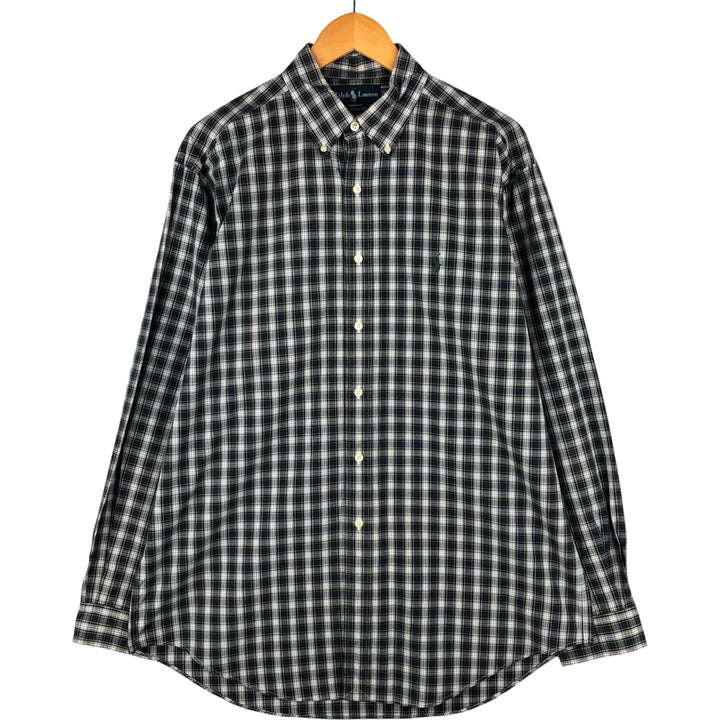 Ralph Lauren Classic Fit Long Sleeve Button Down Check Shirt Men's Size L cotton navy blue type Vintage Second Hand