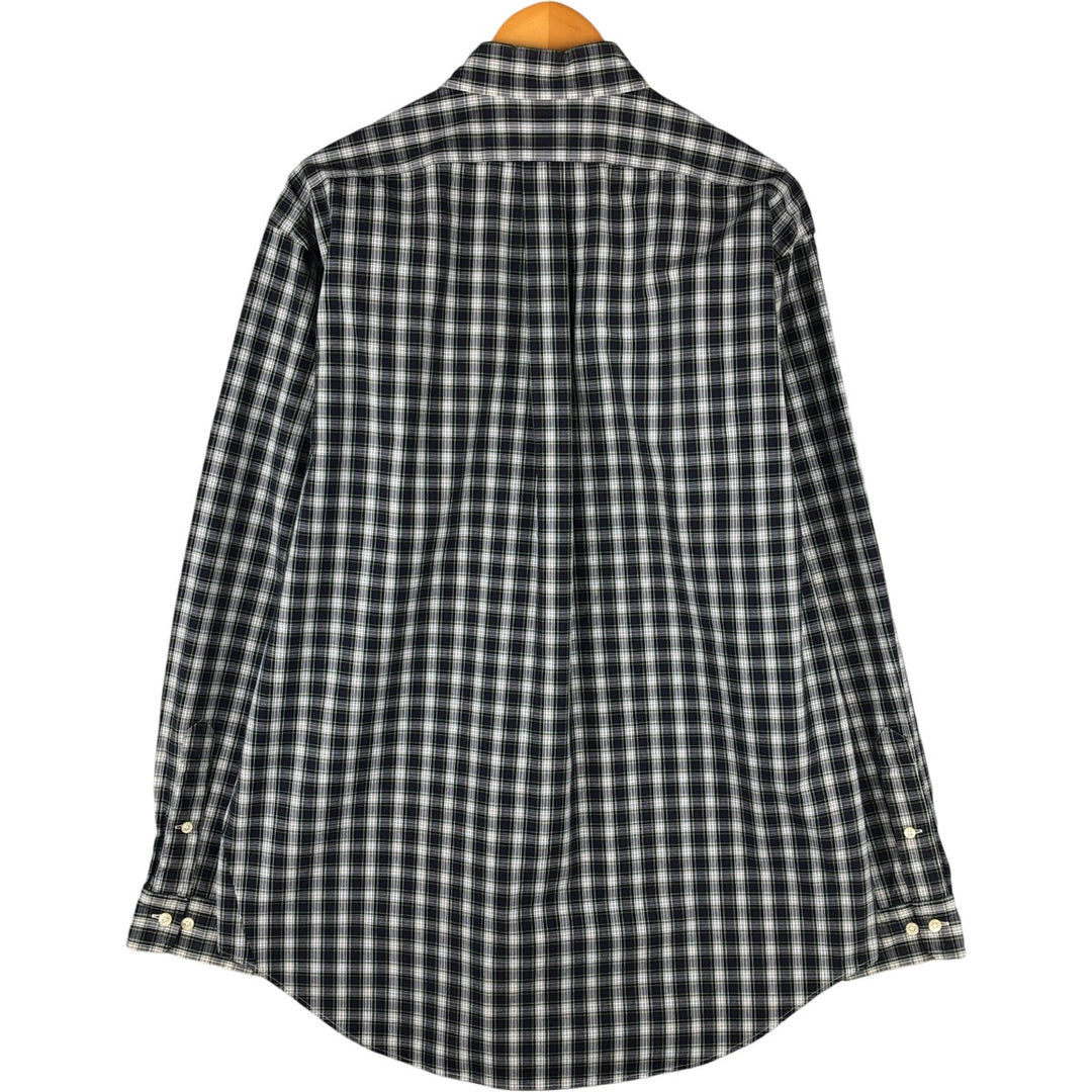 Ralph Lauren Classic Fit Long Sleeve Button Down Check Shirt Men's Size L cotton navy blue type Vintage Second Hand