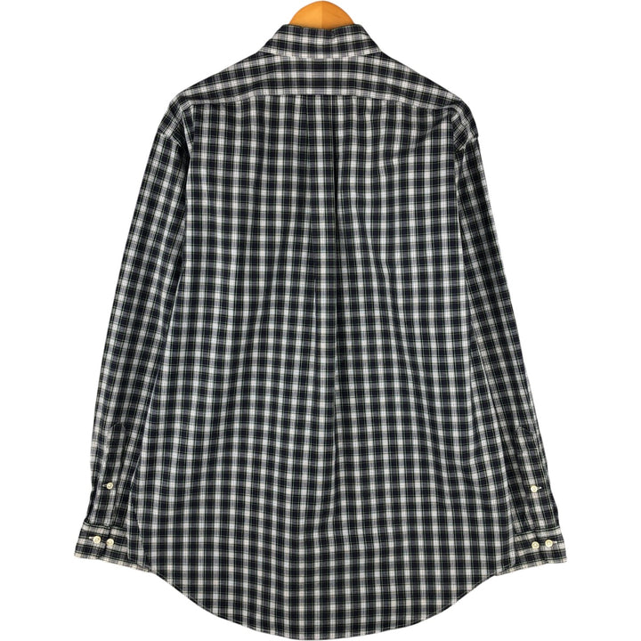 Ralph Lauren Classic Fit Long Sleeve Button Down Check Shirt Men's Size L cotton navy blue type Vintage Second Hand