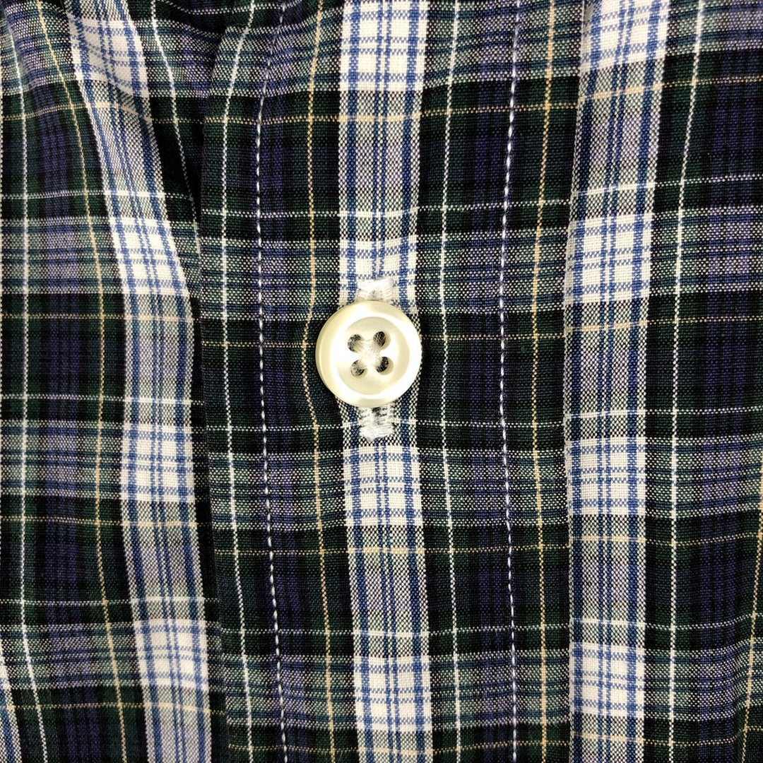 Ralph Lauren Classic Fit Long Sleeve Button Down Check Shirt Men's Size L cotton navy blue type Vintage Second Hand