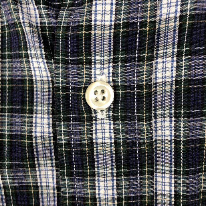 Ralph Lauren Classic Fit Long Sleeve Button Down Check Shirt Men's Size L cotton navy blue type Vintage Second Hand