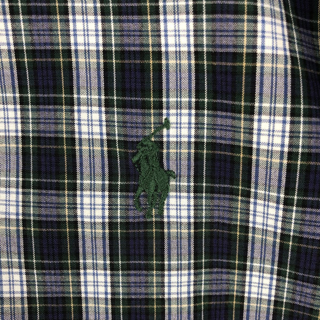 Ralph Lauren Classic Fit Long Sleeve Button Down Check Shirt Men's Size L cotton navy blue type Vintage Second Hand