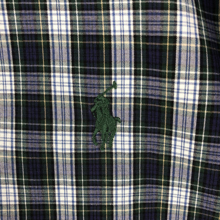 Ralph Lauren Classic Fit Long Sleeve Button Down Check Shirt Men's Size L cotton navy blue type Vintage Second Hand
