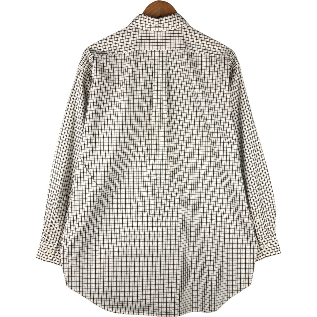 Ralph Lauren YARMOUTH Long Sleeve Button Down Check Shirt Men's XL cotton unbleached Vintage Second Hand