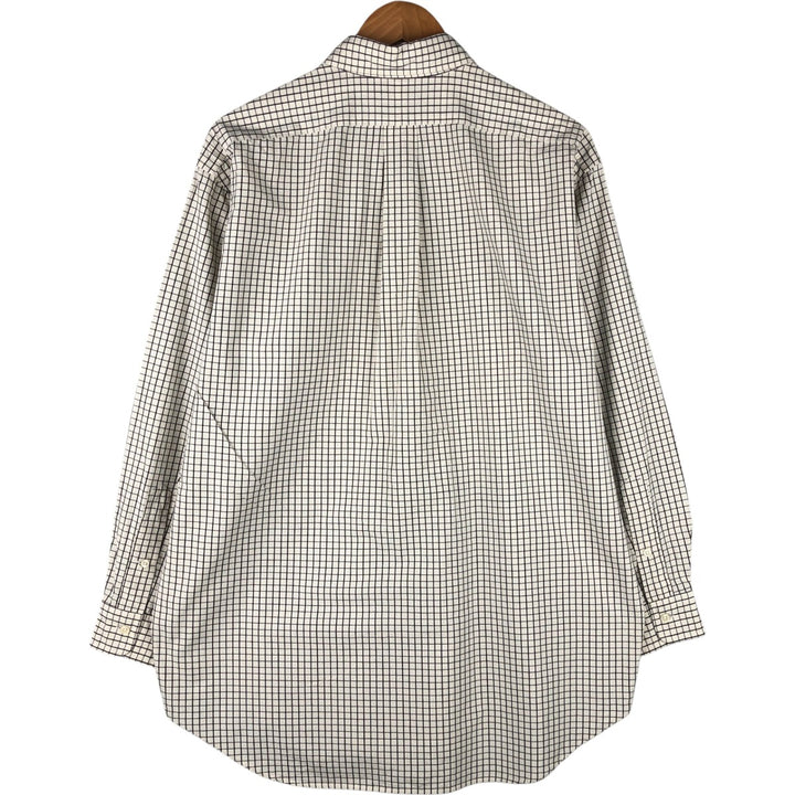 Ralph Lauren YARMOUTH Long Sleeve Button Down Check Shirt Men's XL cotton unbleached Vintage Second Hand