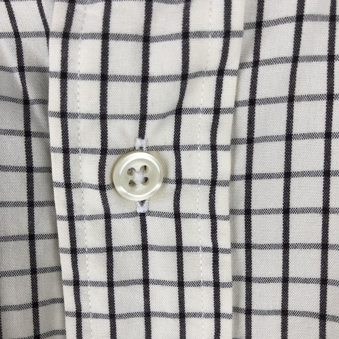 Ralph Lauren YARMOUTH Long Sleeve Button Down Check Shirt Men's XL cotton unbleached Vintage Second Hand