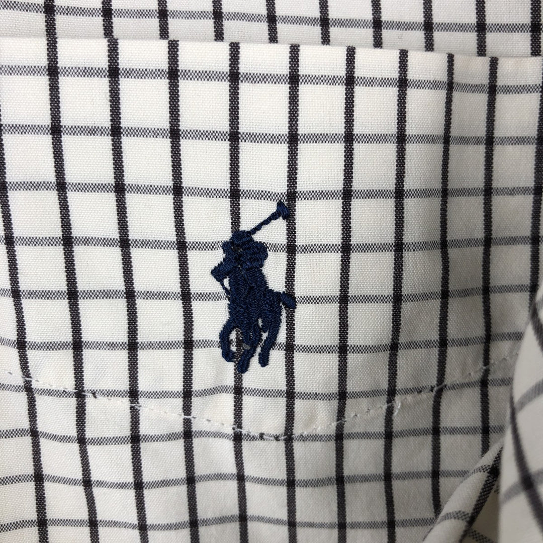 Ralph Lauren YARMOUTH Long Sleeve Button Down Check Shirt Men's XL cotton unbleached Vintage Second Hand