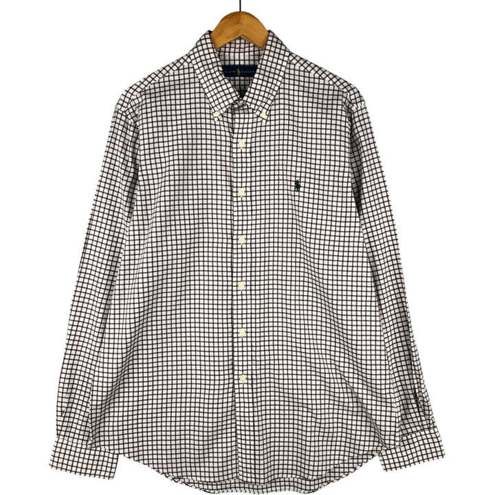 Ralph Lauren long sleeve button down check shirt, men's size L cotton white type Vintage Second Hand